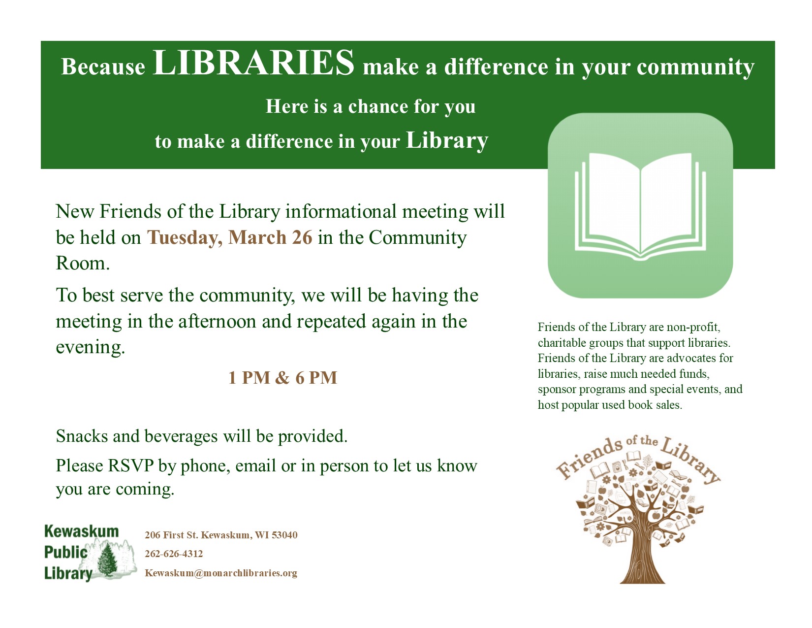 Friends of the Library Informational Meeting – Kewaskum Public Library